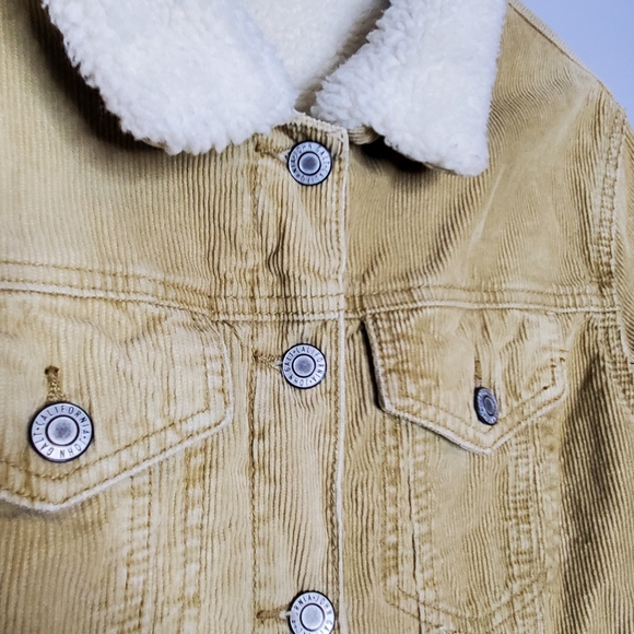 John Galt tan corduroy sherpa lined waist jacket size small - Picture 5 of 10